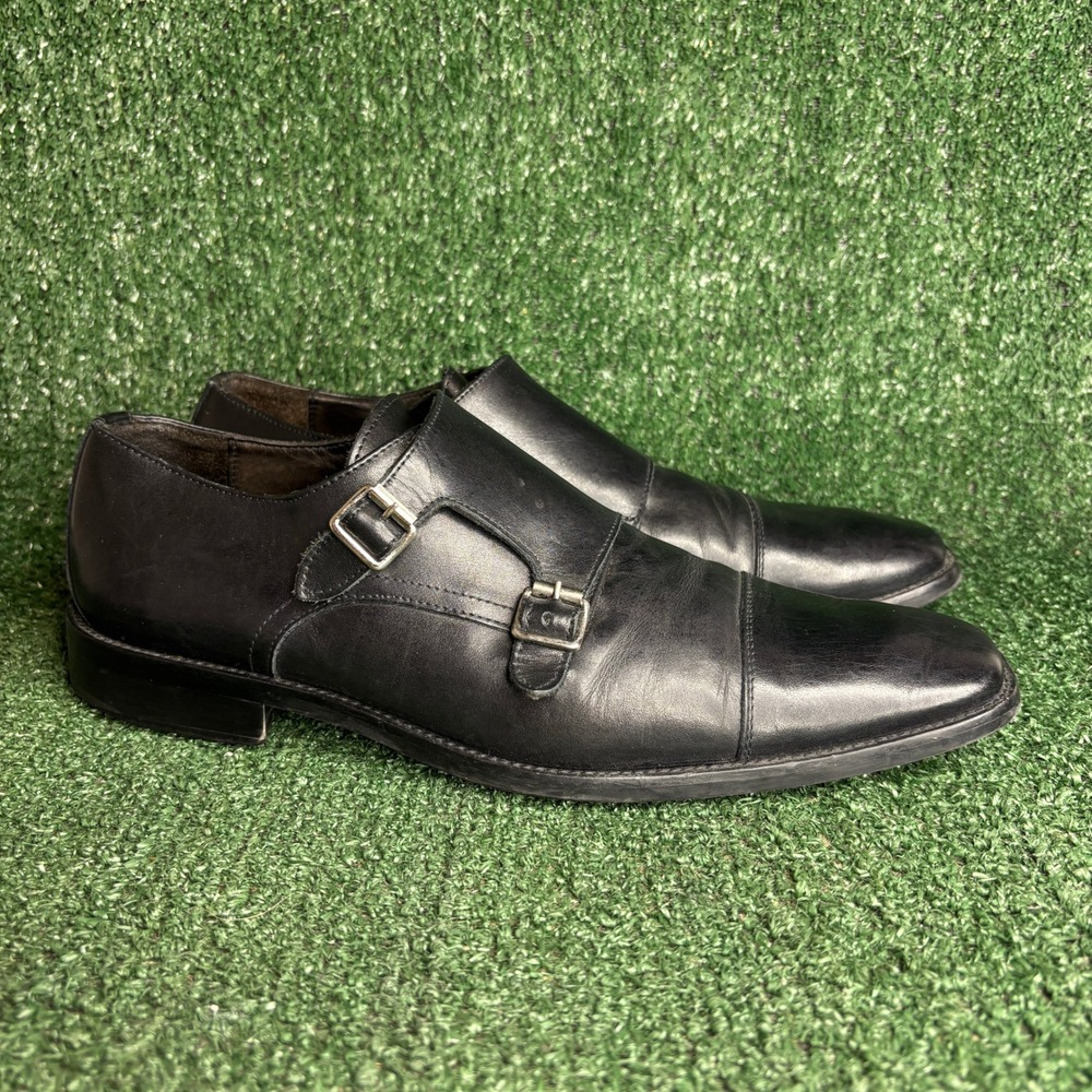 To Boot New York Double Monk Strap‎ Cap Toe Leather Dress Shoes Black Mens 11.5
